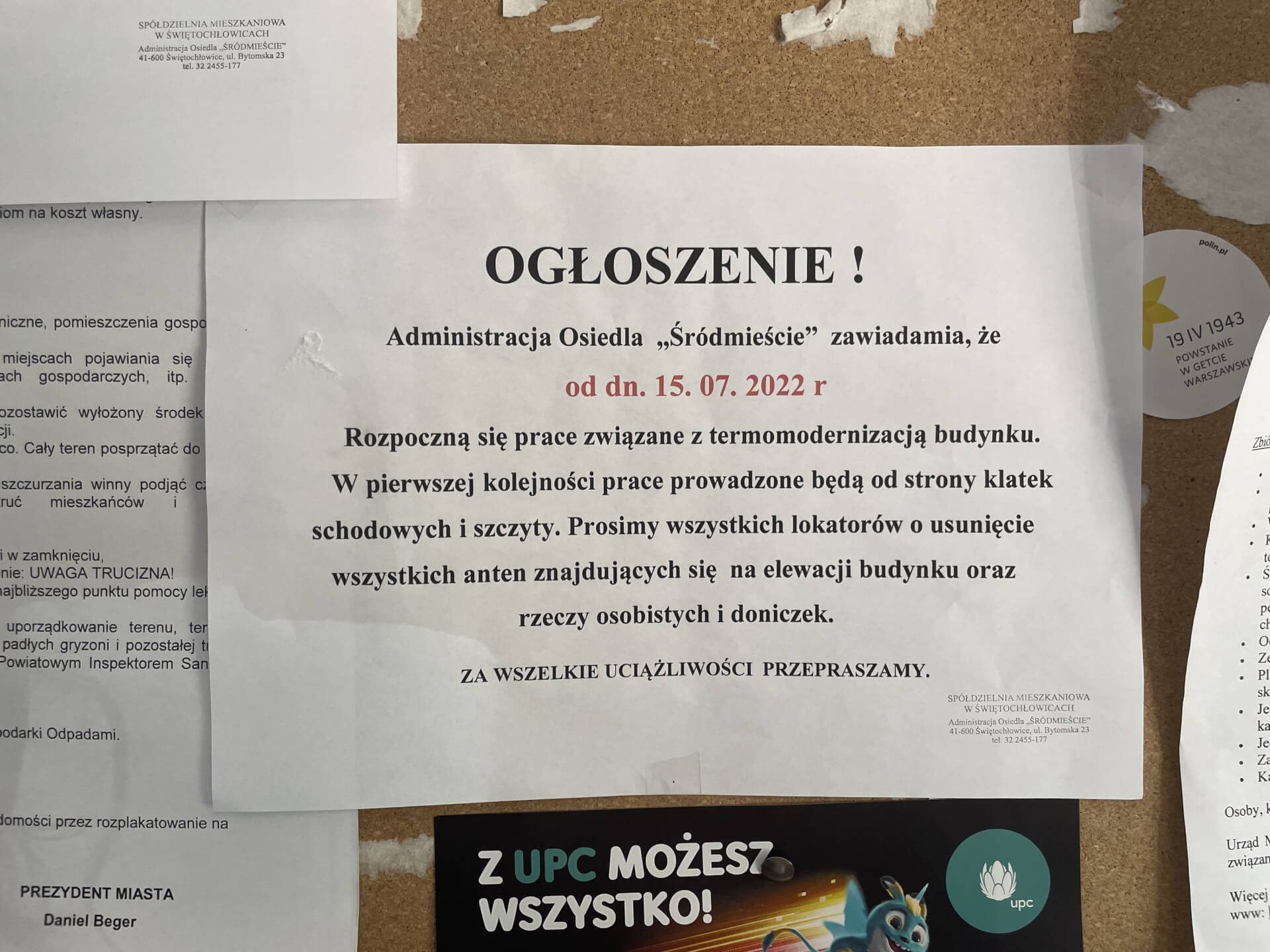 Ogłoszenie dotyczące prac.