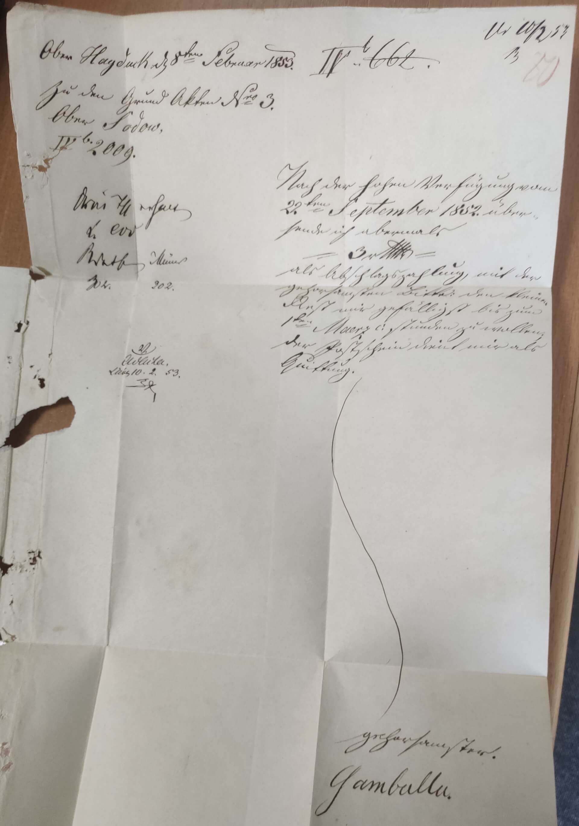 Świętochłowice list z 1853 roku